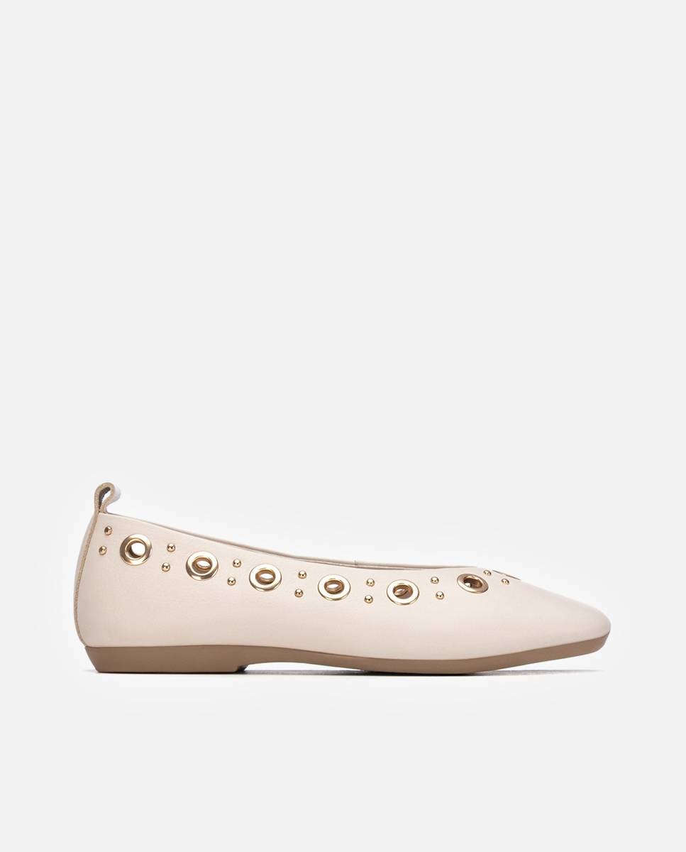 Carmela - Bailarinas planas de mujer de piel con tachas.
