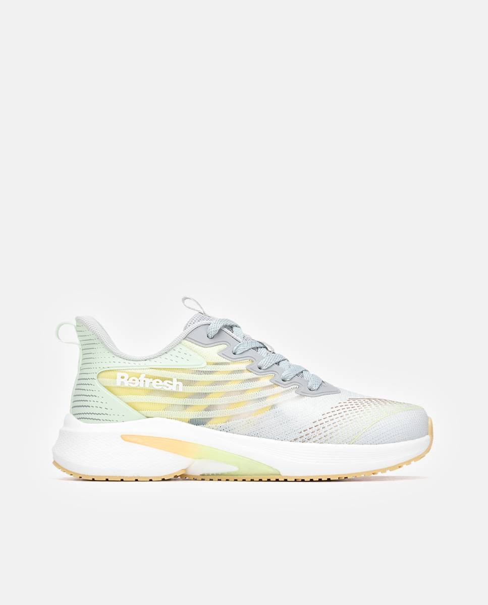 Zapatillas básicas de mujer con cordones - Refresh - Blanco / Verde anticuario Blanco / Verde anticuario-1