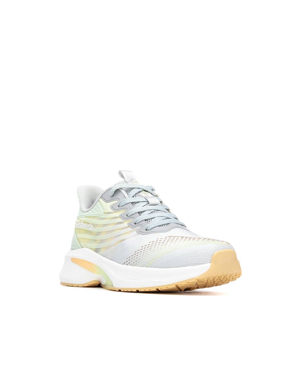 Zapatillas básicas de mujer con cordones - Refresh - Blanco / Verde anticuario Blanco / Verde anticuario-3