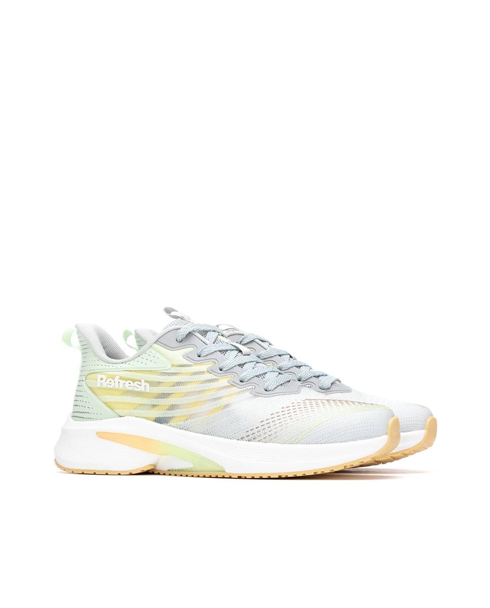 Zapatillas básicas de mujer con cordones - Refresh - Blanco / Verde anticuario Blanco / Verde anticuario-4