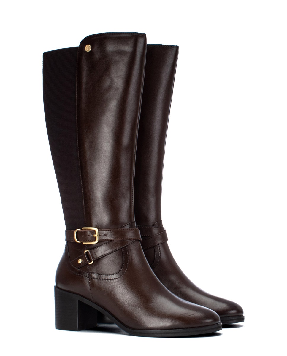 Bota de mujer con cremallera de piel - Carmela - Marrón Marrón-5