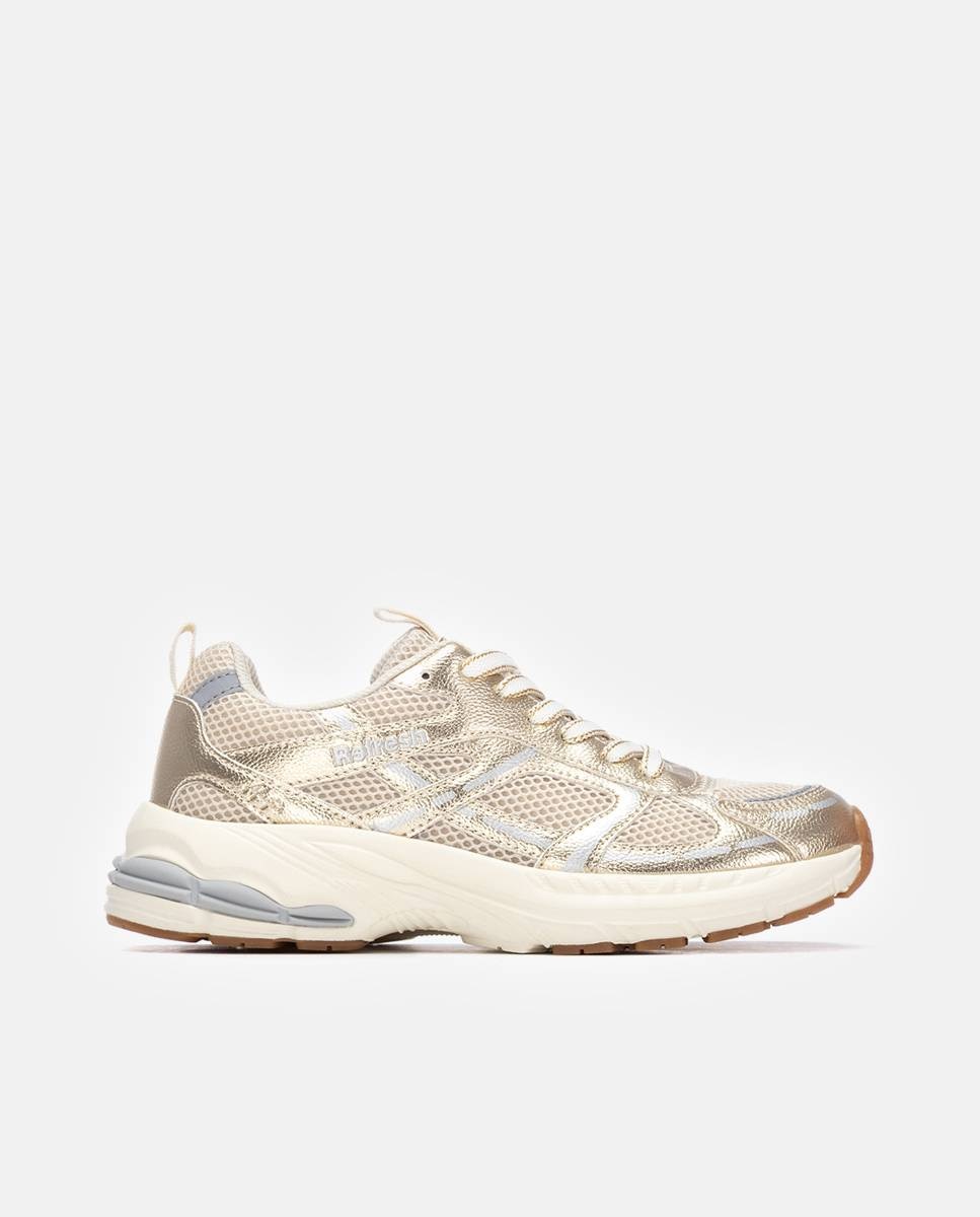 Zapatillas básicas de mujer con cordones - Refresh - Oro Oro-1
