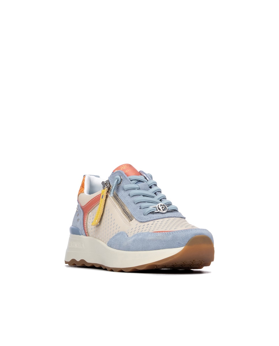Zapatillas básicas de mujer de piel con cremallera - Carmela - Azul Azul-3