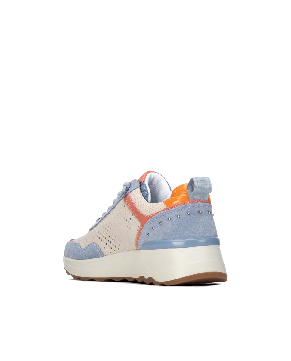Zapatillas básicas de mujer de piel con cremallera - Carmela - Azul Azul-2