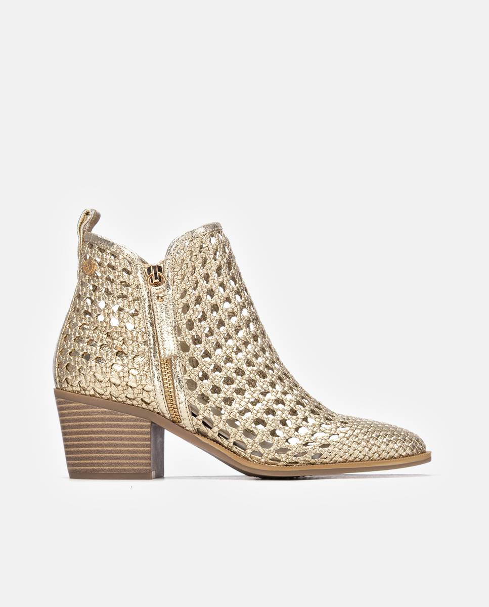 Botines básicos de mujer con tacón y cremallera - Xti - Oro Oro-1