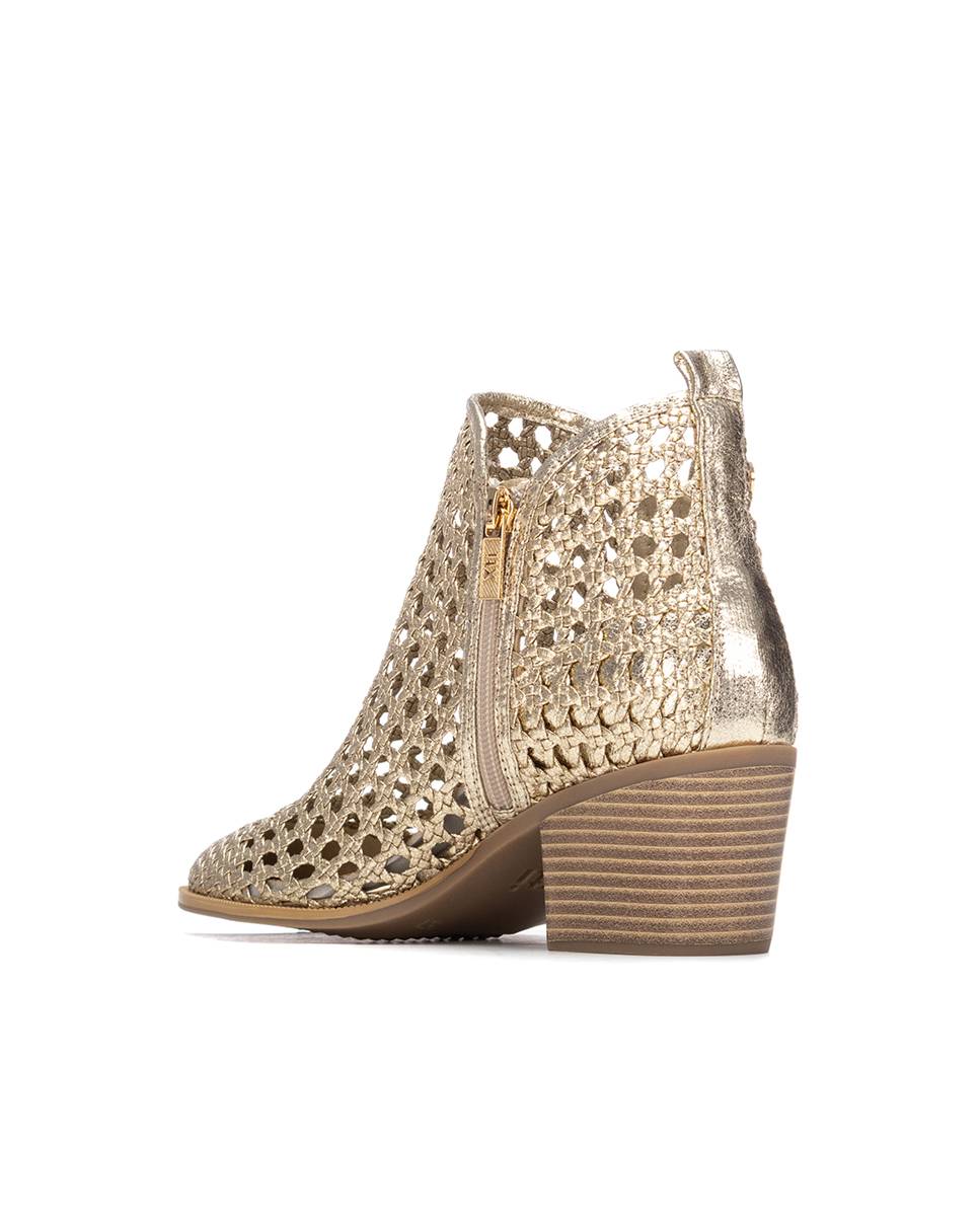Botines básicos de mujer con tacón y cremallera - Xti - Oro Oro-2