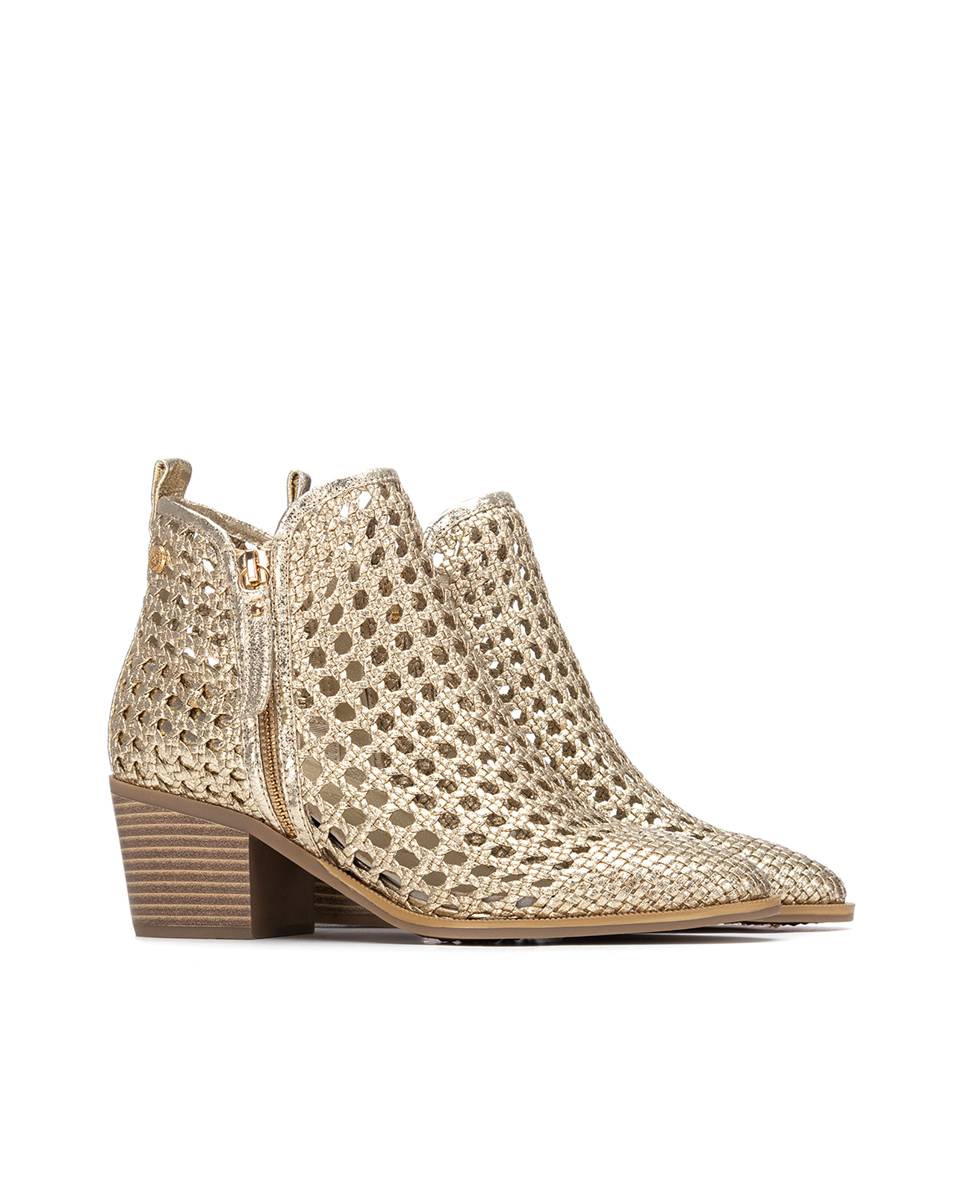 Botines básicos de mujer con tacón y cremallera - Xti - Oro Oro-4