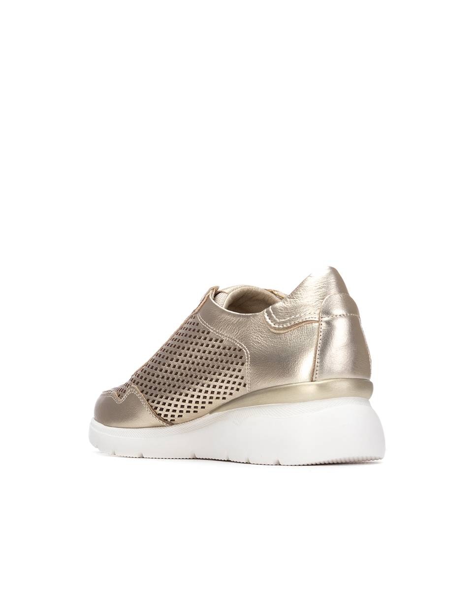 Imagen 2 de Zapatillas básicas de mujer de piel con cordones - Carmela - Oro Oro