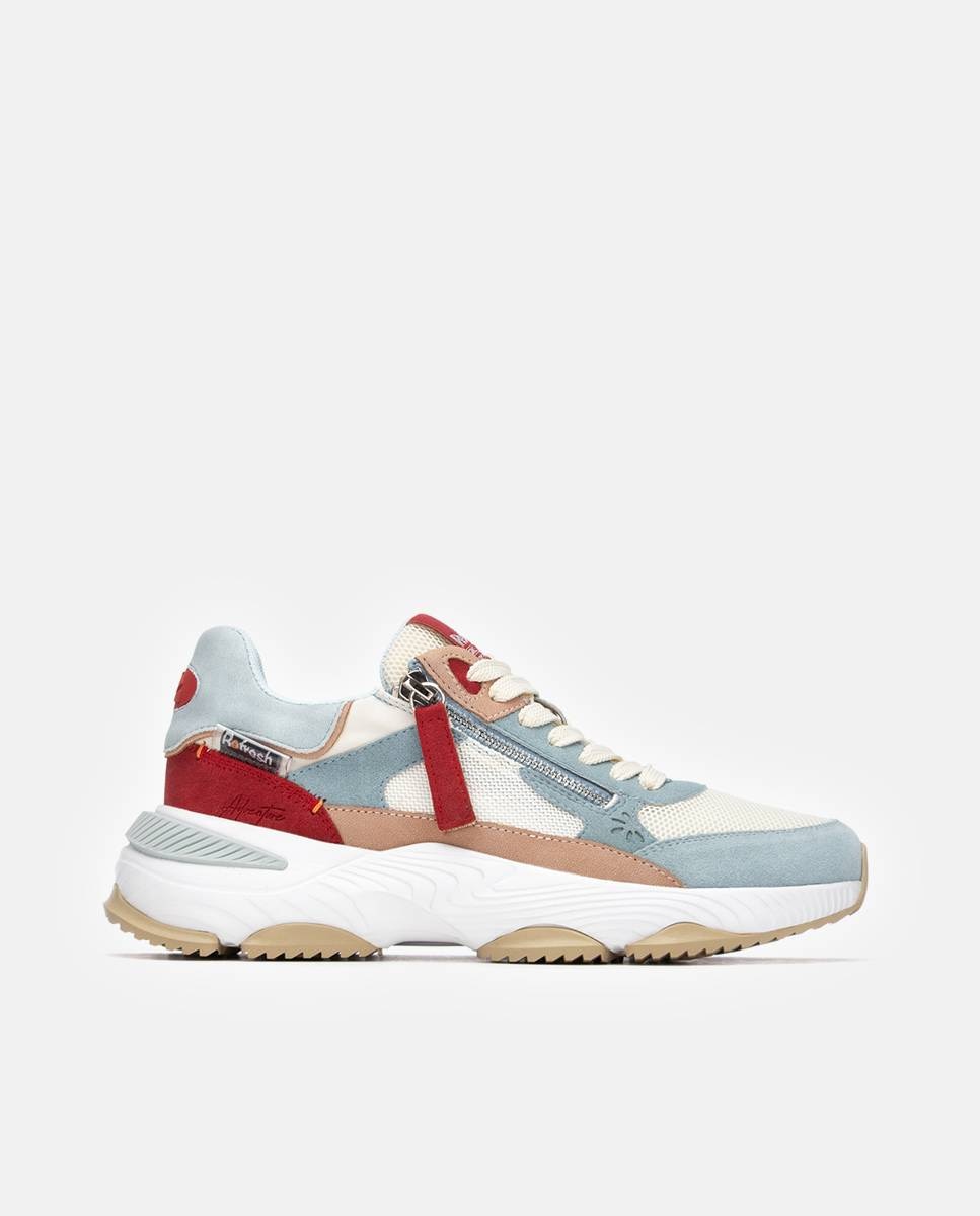 Zapatillas básicas de mujer con cremallera - Refresh - Azul/Beige Azul/Beige-1