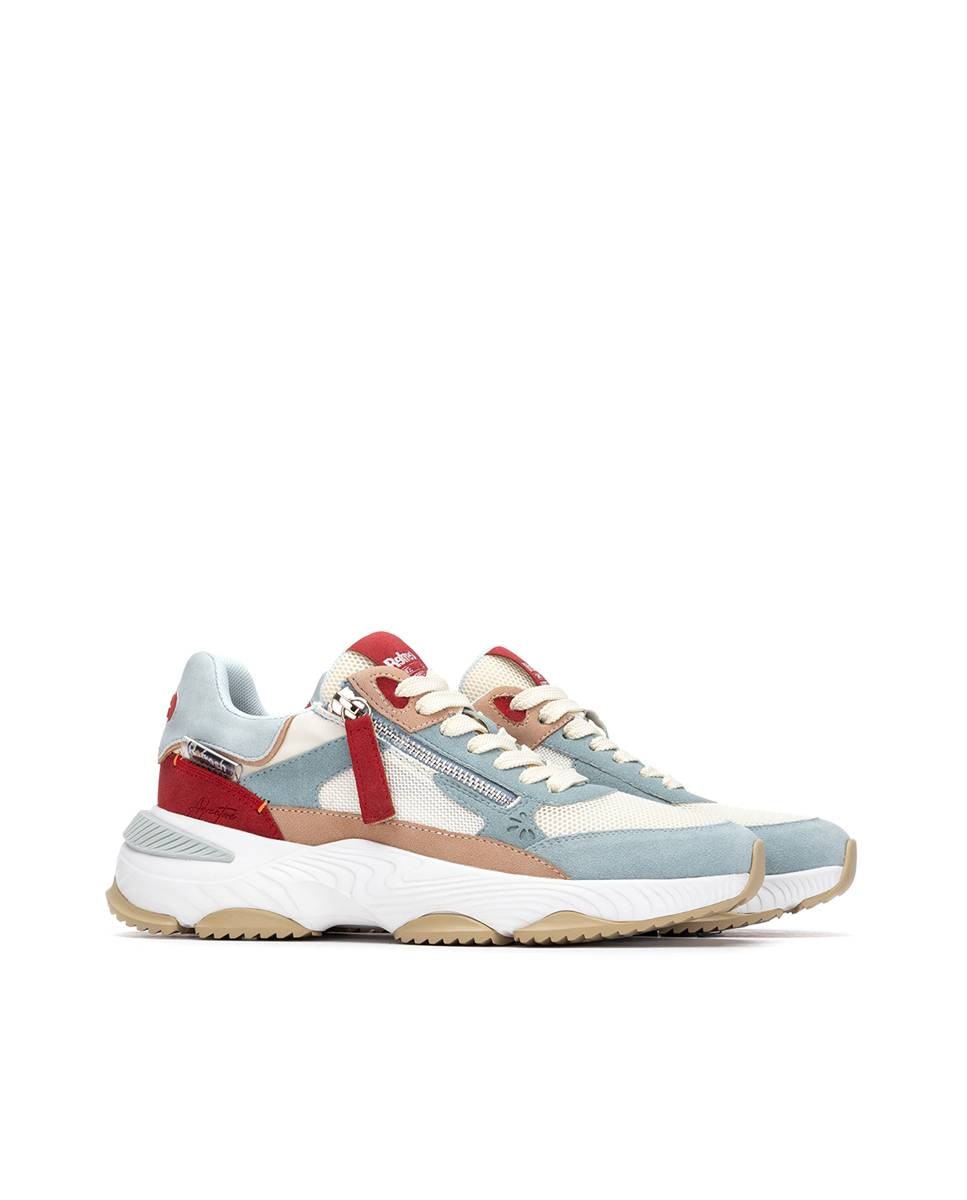 Zapatillas básicas de mujer con cremallera - Refresh - Azul/Beige Azul/Beige-4