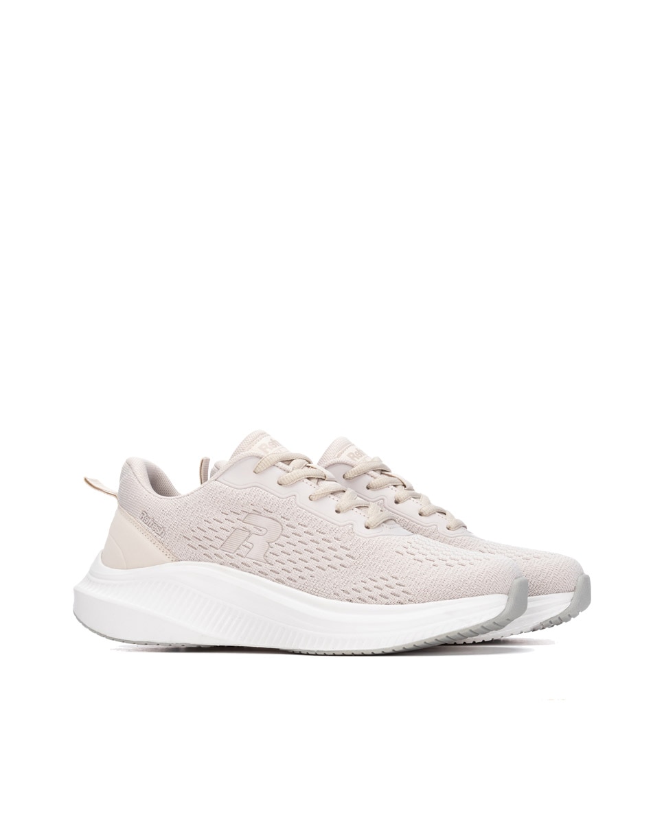 Zapatilla de mujer con cordones - Refresh - Beige Beige-4