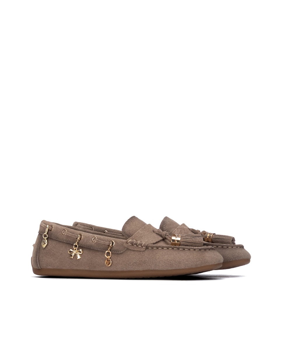 Mocasín de mujer de piel - Carmela - Marrón Marrón-4