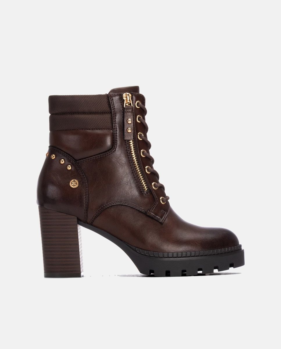 Botines de mujer con cordones - Xti - Marrón Marrón-1