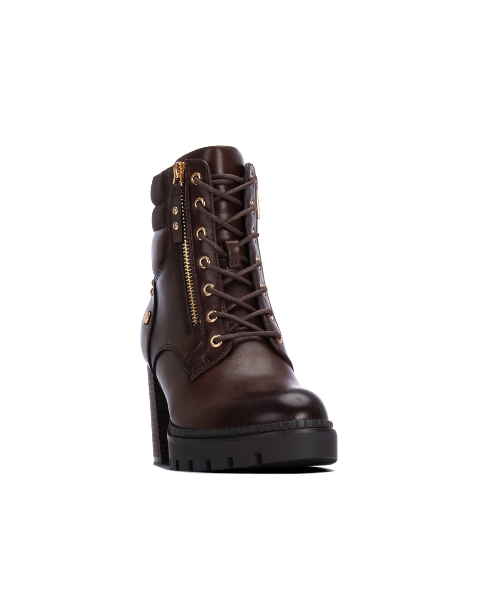 Botines de mujer con cordones - Xti - Marrón Marrón-3