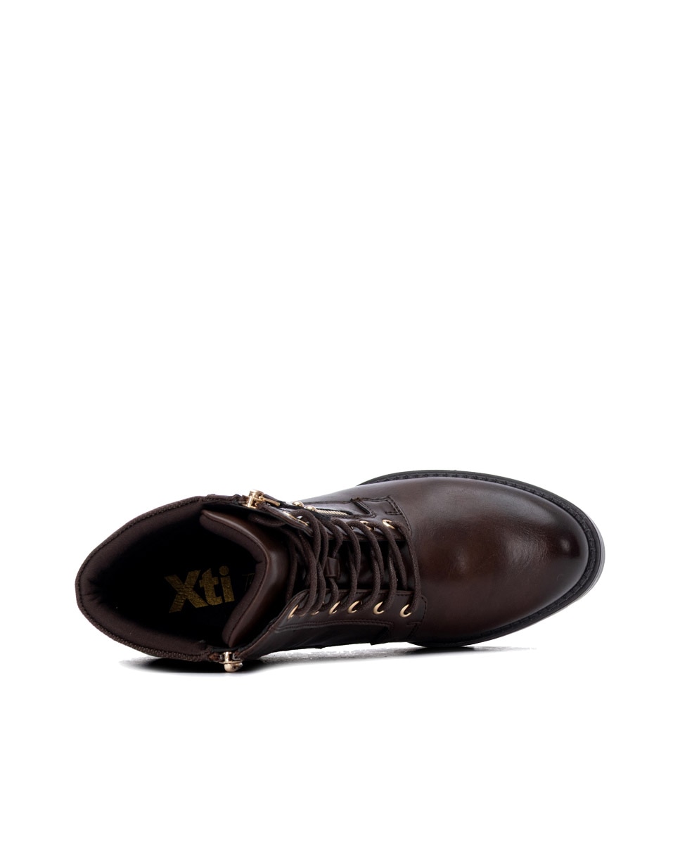 Botines de mujer con cordones - Xti - Marrón Marrón-4