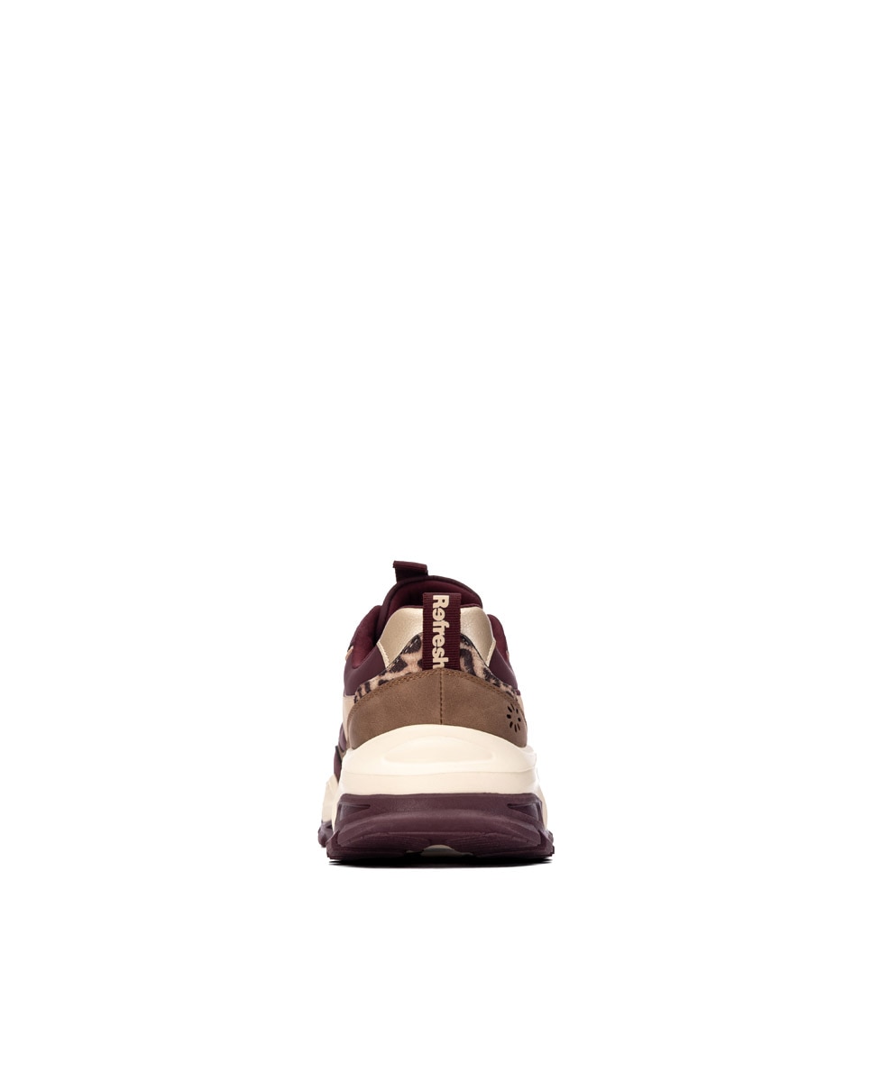 Zapatilla de mujer con cordones y plataforma - Refresh - Burdeos Burdeos-4