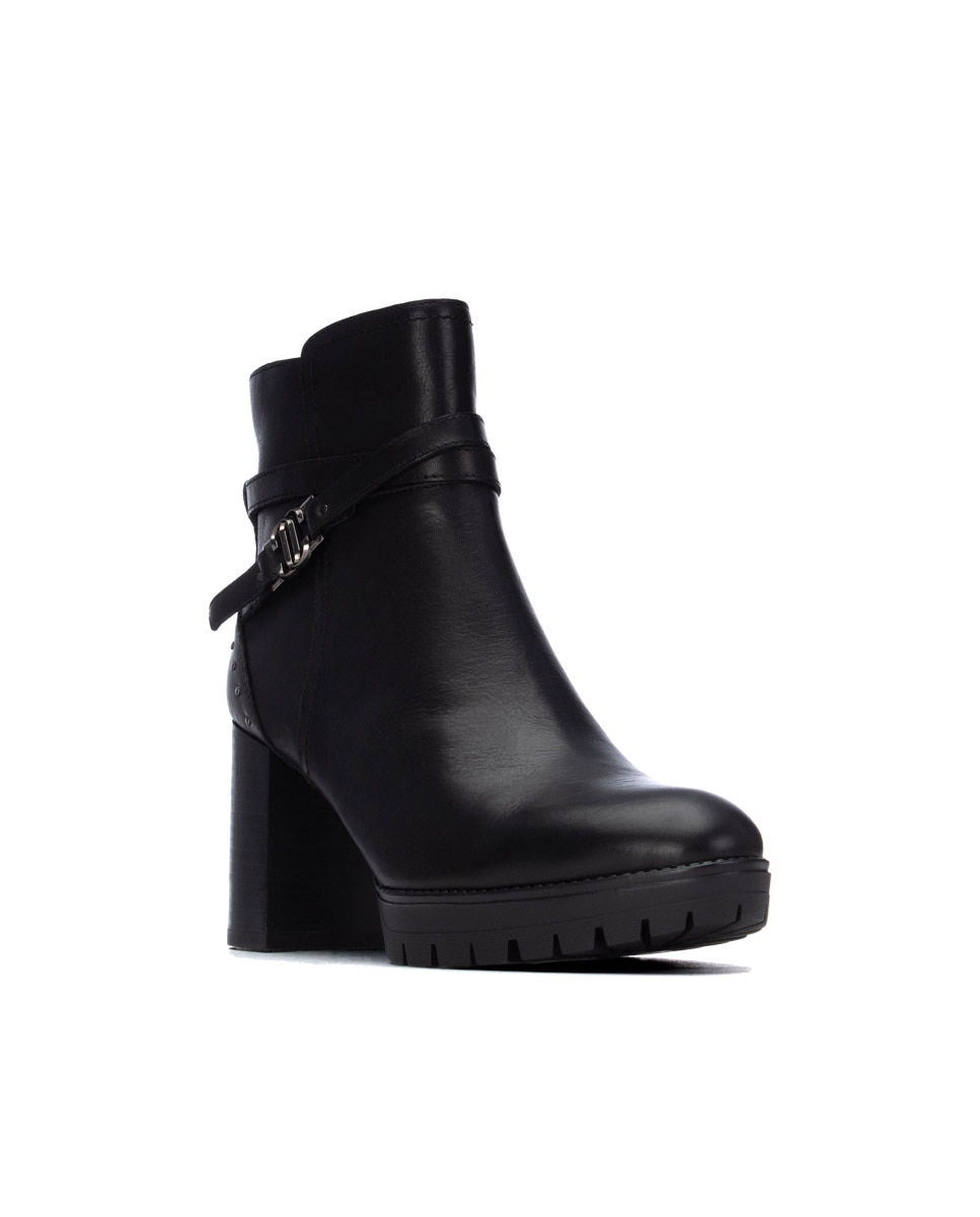 Botines de mujer con cremallera de piel - Carmela - Negro Negro-3