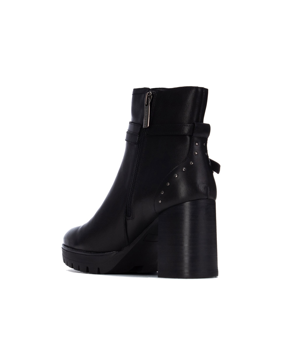 Botines de mujer con cremallera de piel - Carmela - Negro Negro-2