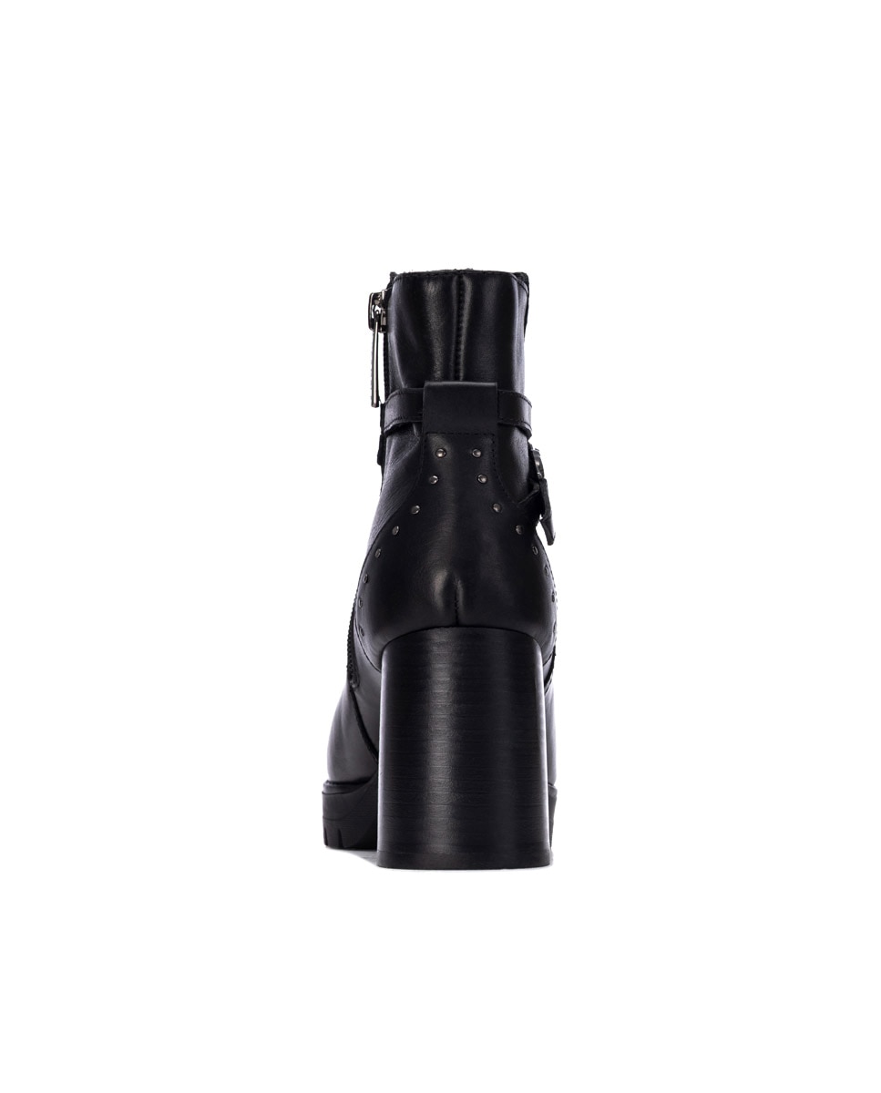 Botines de mujer con cremallera de piel - Carmela - Negro Negro-5