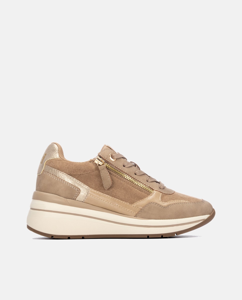 Zapatilla de mujer con cordones - Xti - Beige Beige-1