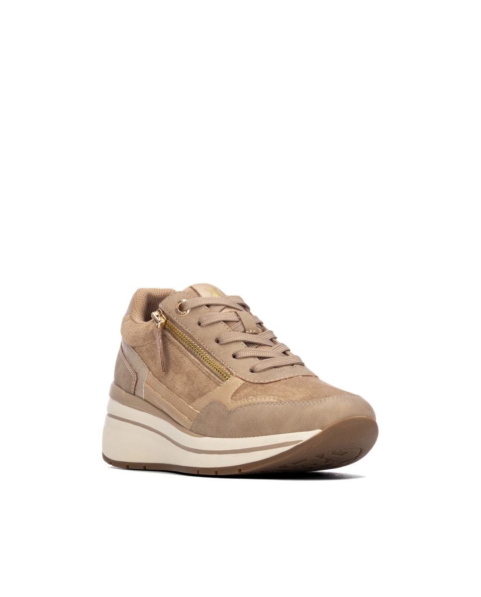 Zapatilla de mujer con cordones - Xti - Beige Beige-3