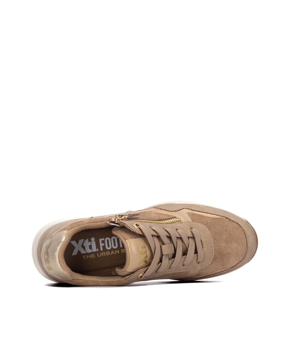 Zapatilla de mujer con cordones - Xti - Beige Beige-5