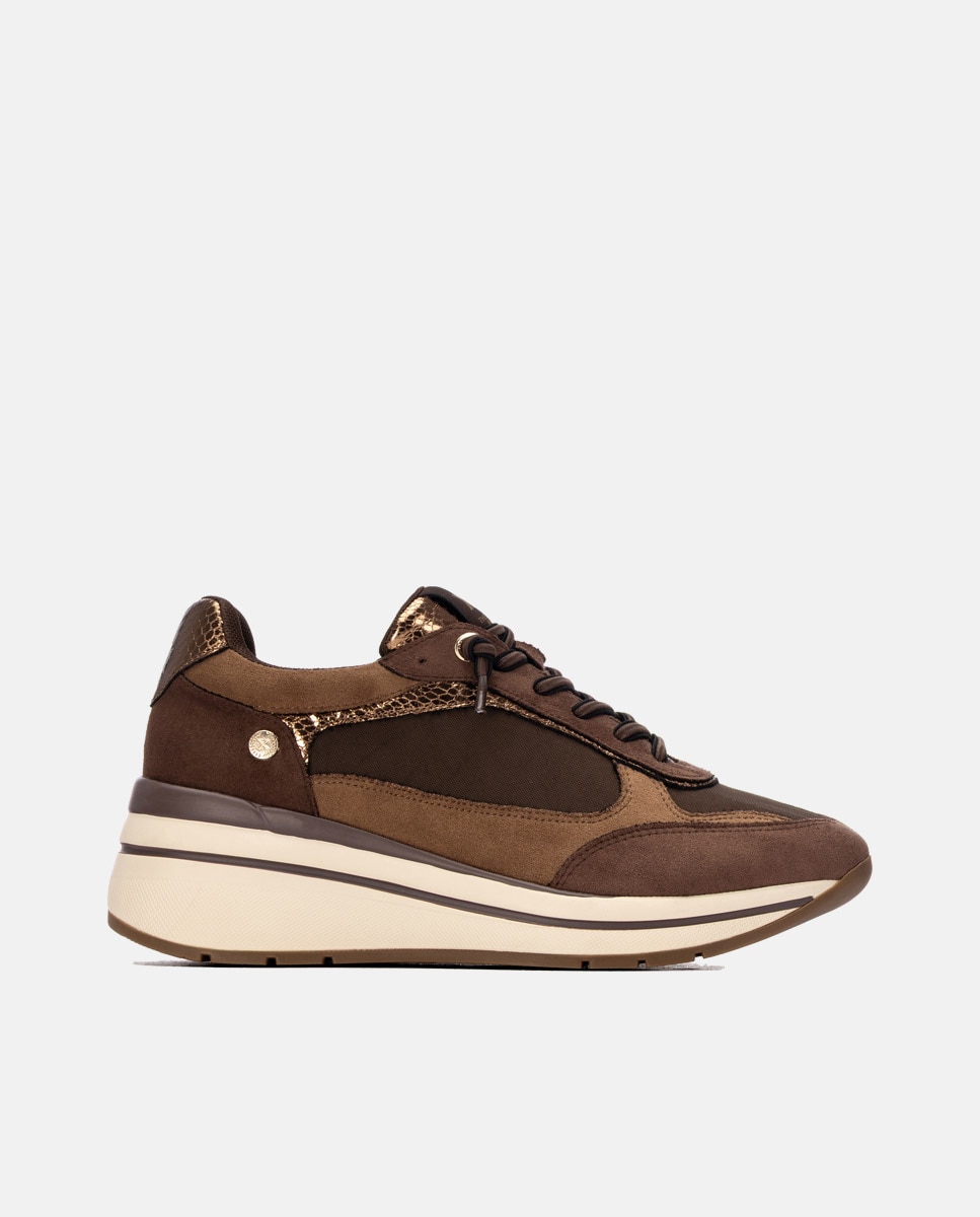 Zapatilla de mujer con cordones - Xti - Marrón Marrón-1