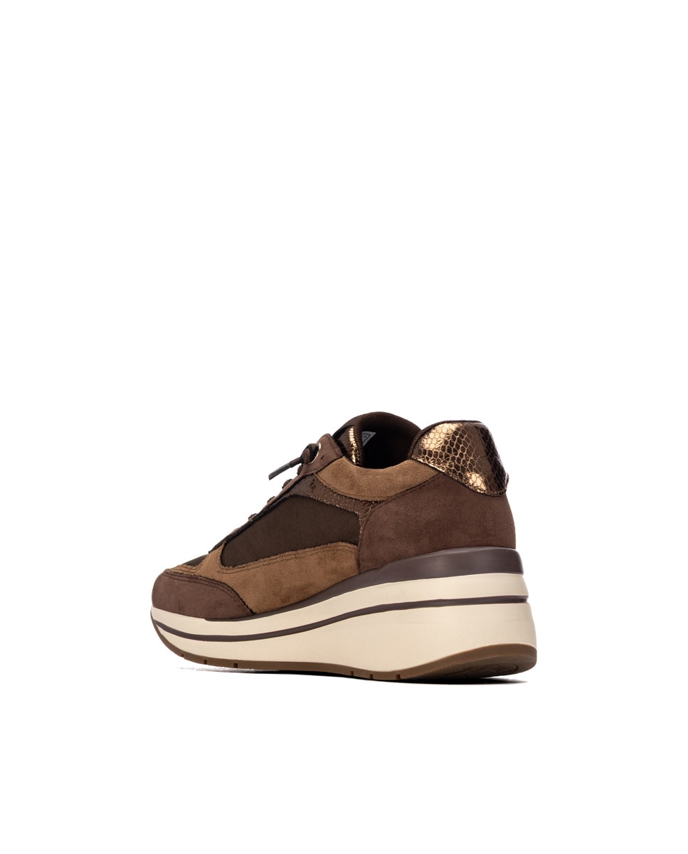 Zapatilla de mujer con cordones - Xti - Marrón Marrón-2