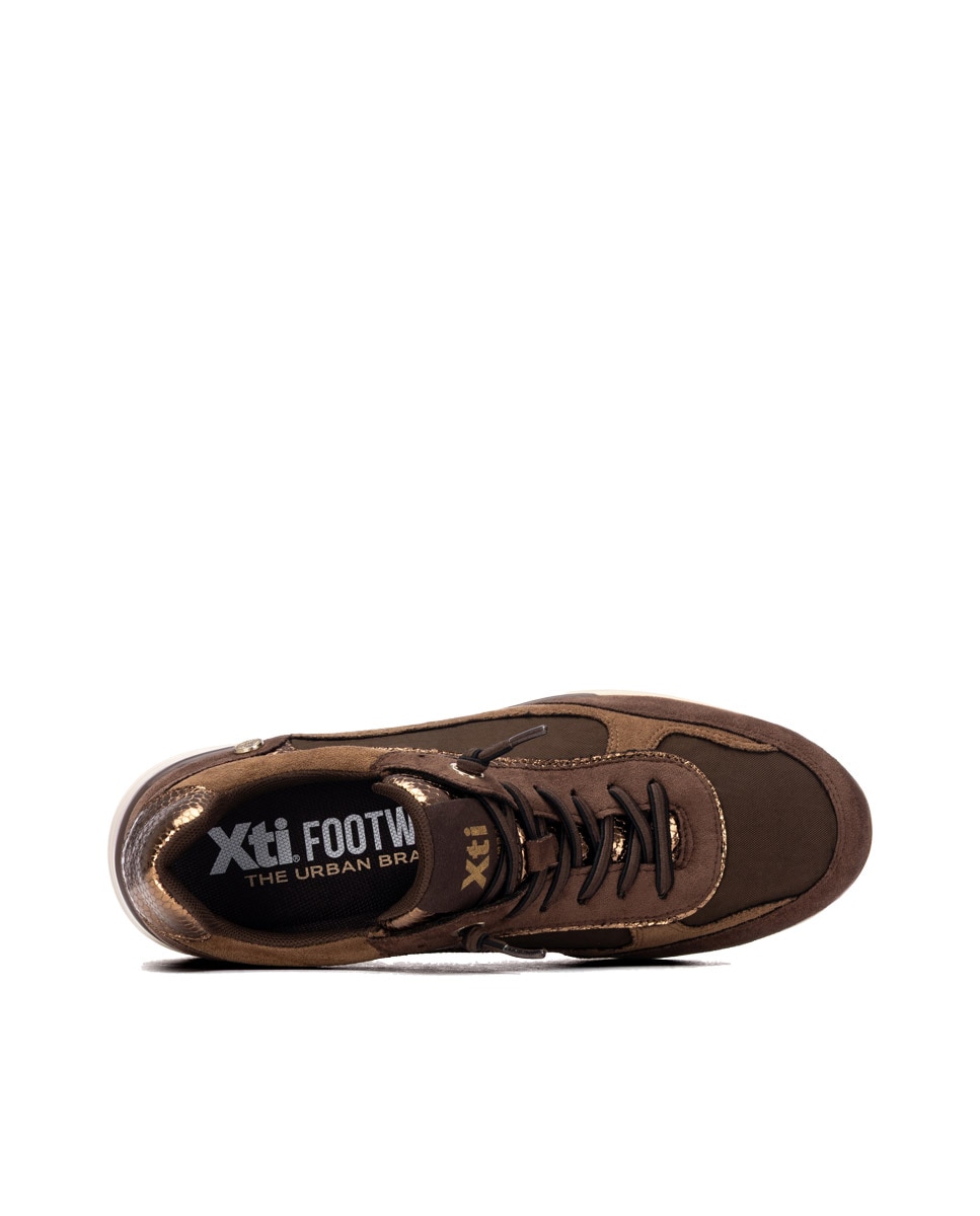 Zapatilla de mujer con cordones - Xti - Marrón Marrón-5