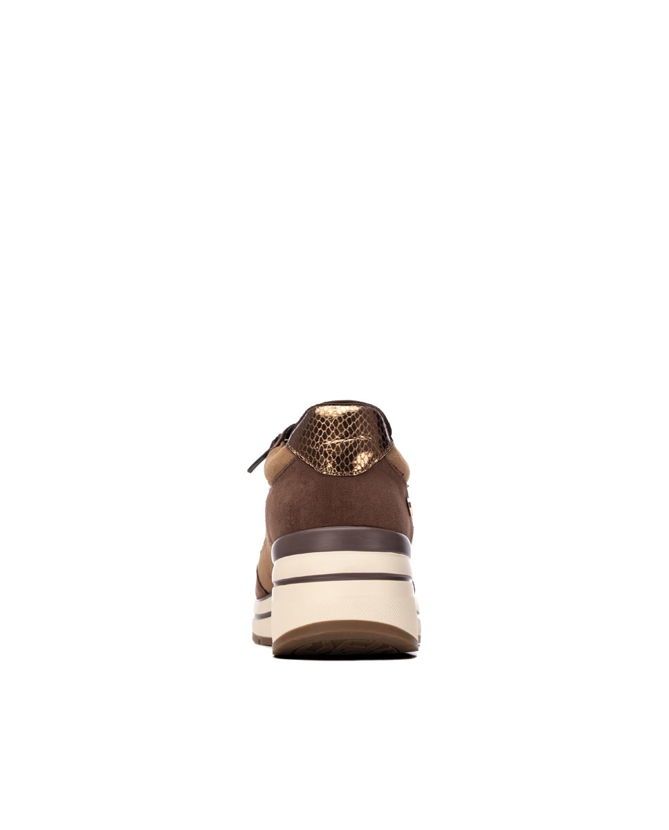 Zapatilla de mujer con cordones - Xti - Marrón Marrón-8