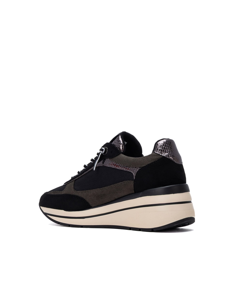 Zapatilla de mujer con cordones - Xti - Negro Negro-2