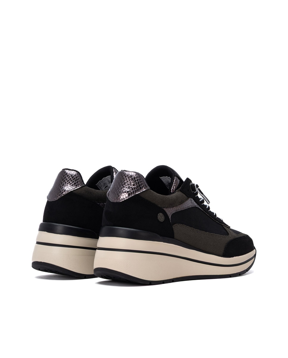 Zapatilla de mujer con cordones - Xti - Negro Negro-9