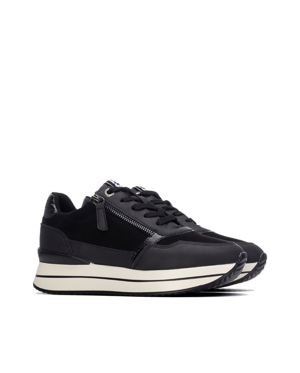 Zapatilla de mujer con cordones - Refresh - Negro Negro-4