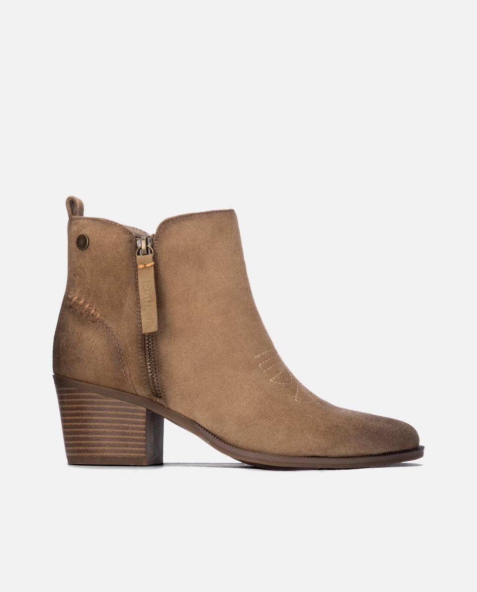 Botines de mujer con cremallera - Refresh - Beige Beige-1