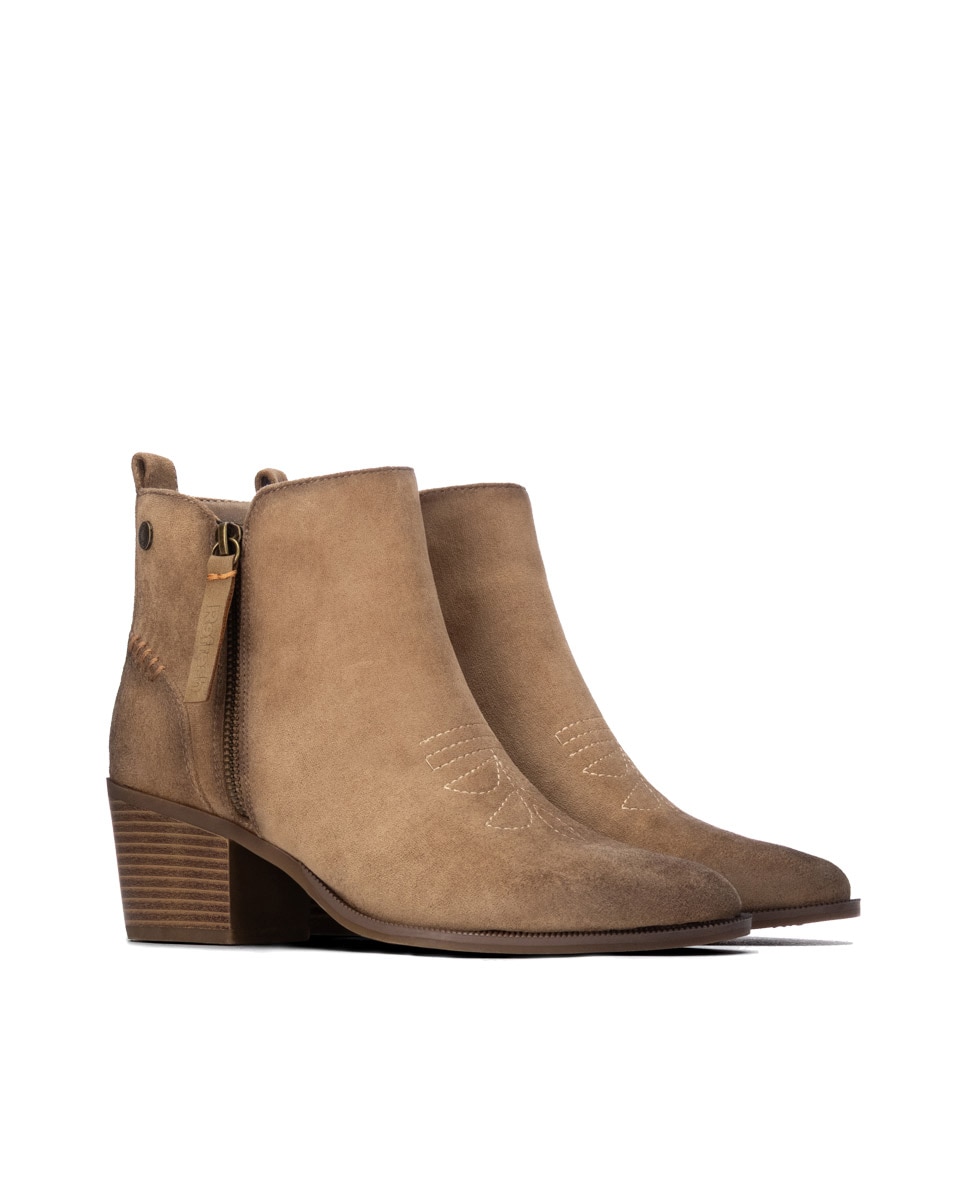 Botines de mujer con cremallera - Refresh - Beige Beige-4