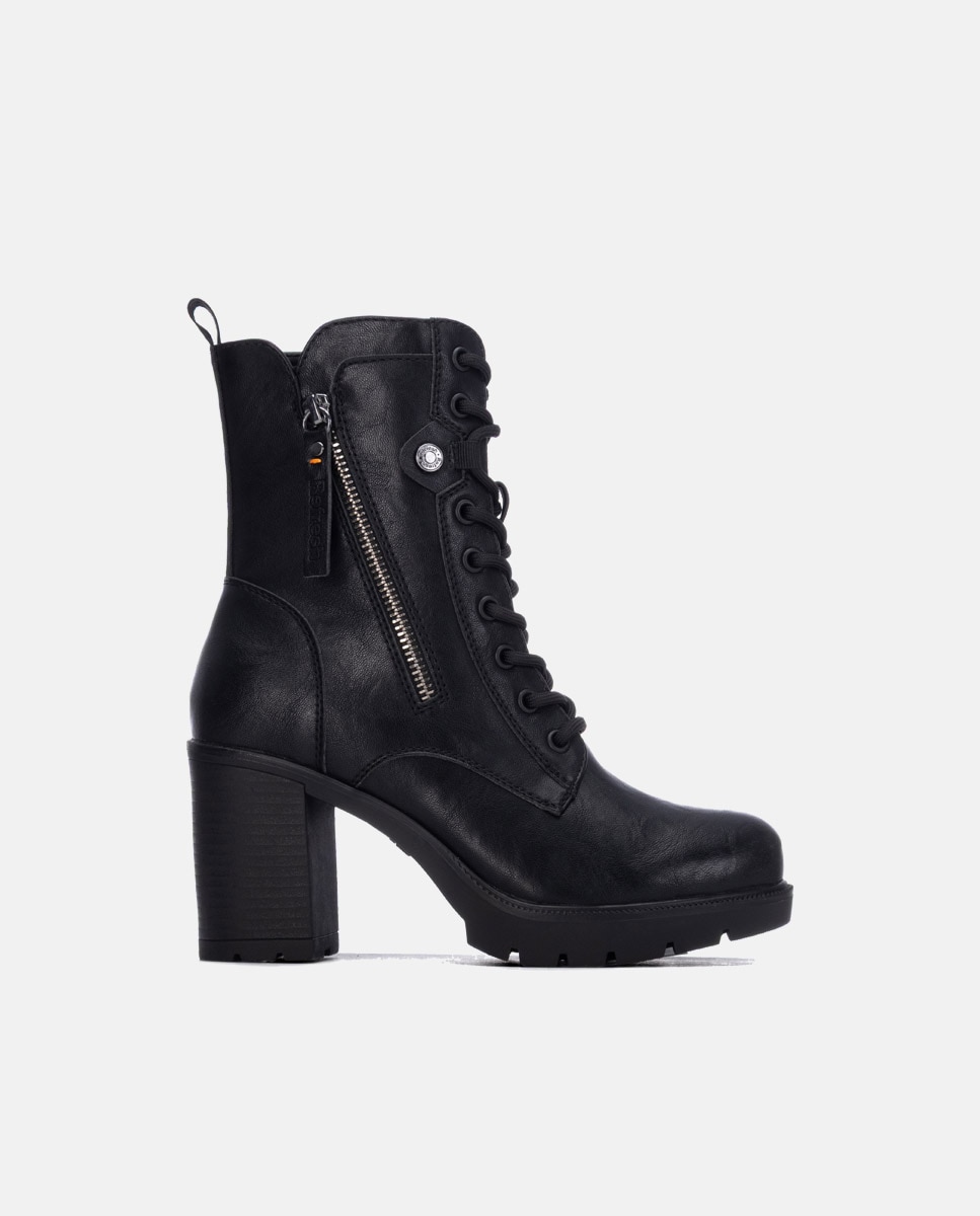 Botín de mujer con cordones - Refresh - Negro Negro-1