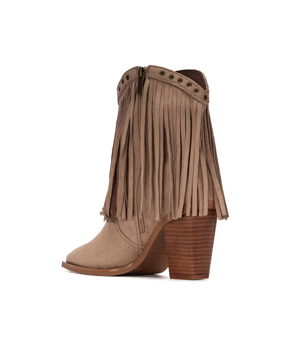 Botín de mujer cowboy con flecos - Xti - Beige Beige-2