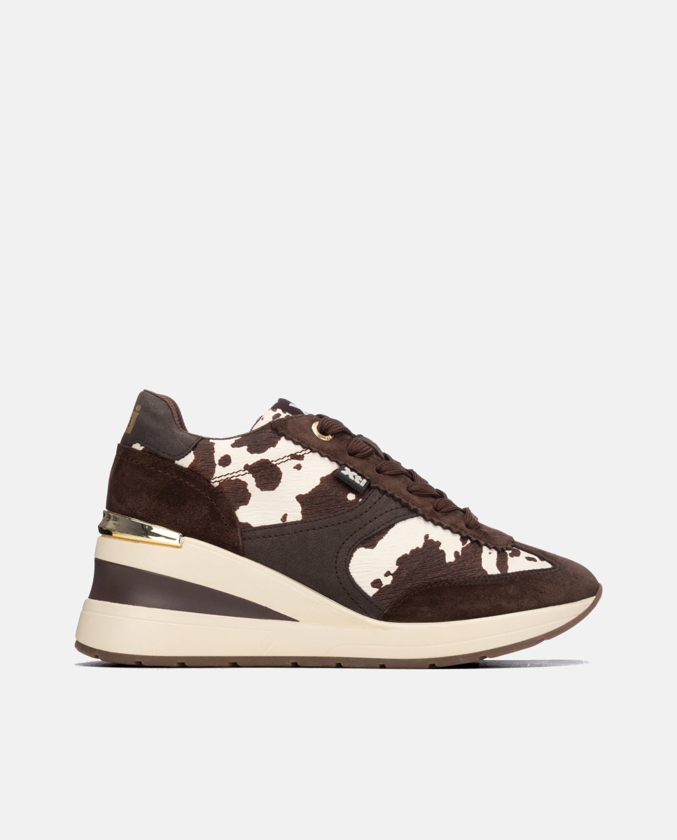 Zapatilla de mujer con cordones - Xti - Marrón Marrón-1