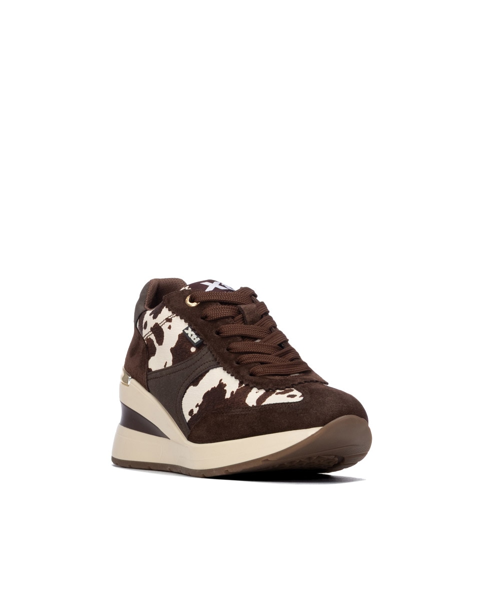 Zapatilla de mujer con cordones - Xti - Marrón Marrón-3
