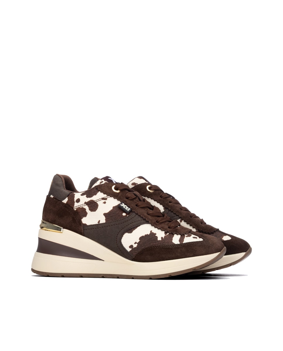 Zapatilla de mujer con cordones - Xti - Marrón Marrón-4