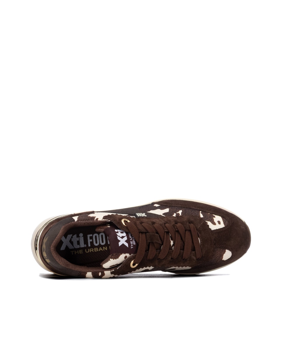 Zapatilla de mujer con cordones - Xti - Marrón Marrón-5