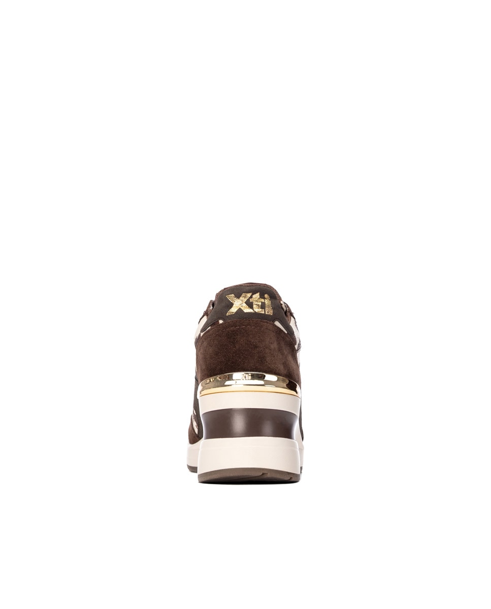 Zapatilla de mujer con cordones - Xti - Marrón Marrón-6