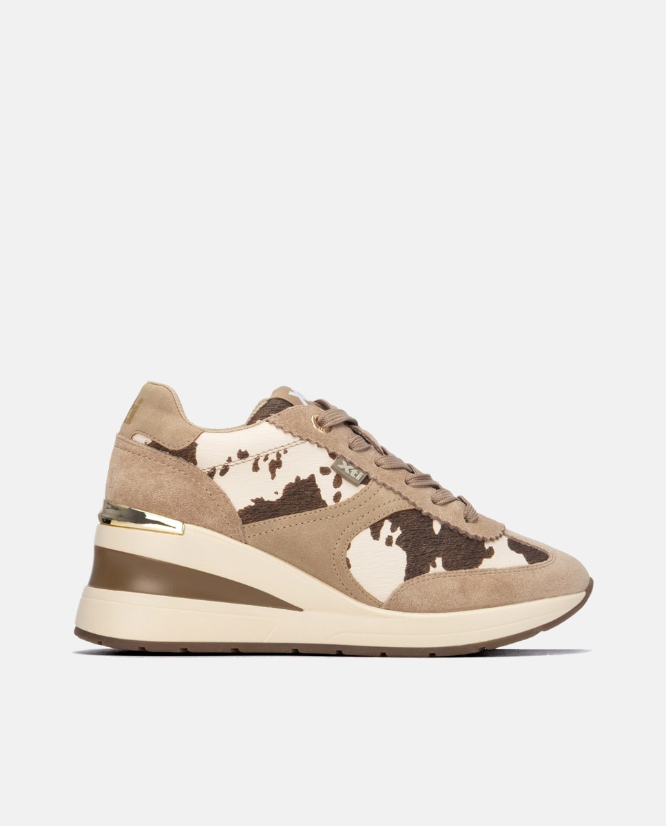 Zapatilla de mujer con cordones - Xti - Beige Beige-1