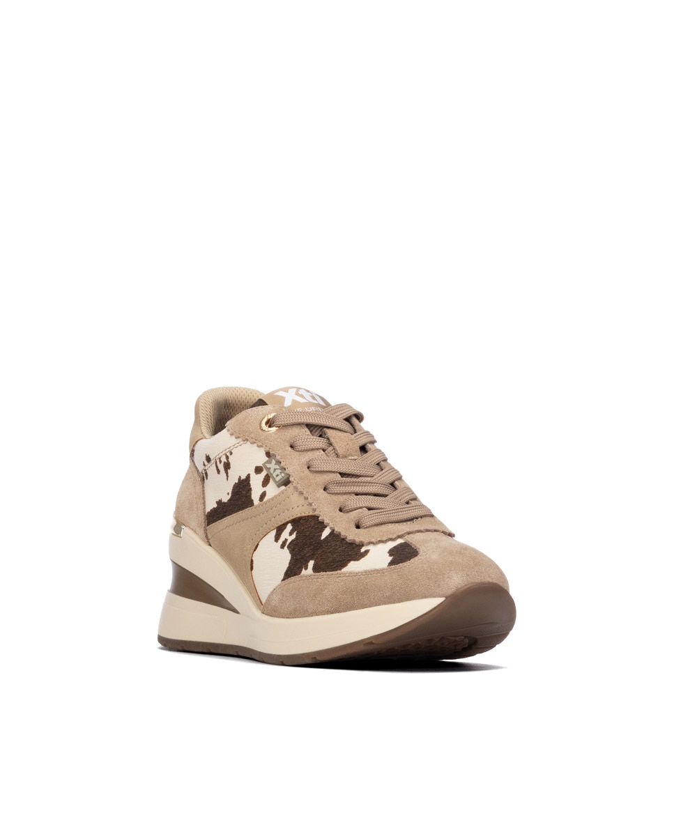 Zapatilla de mujer con cordones - Xti - Beige Beige-3