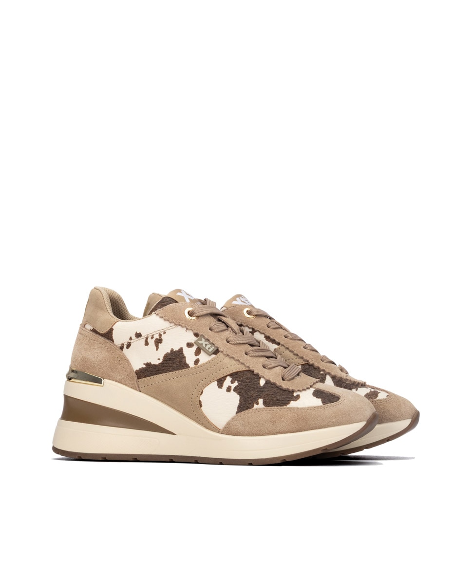 Zapatilla de mujer con cordones - Xti - Beige Beige-4