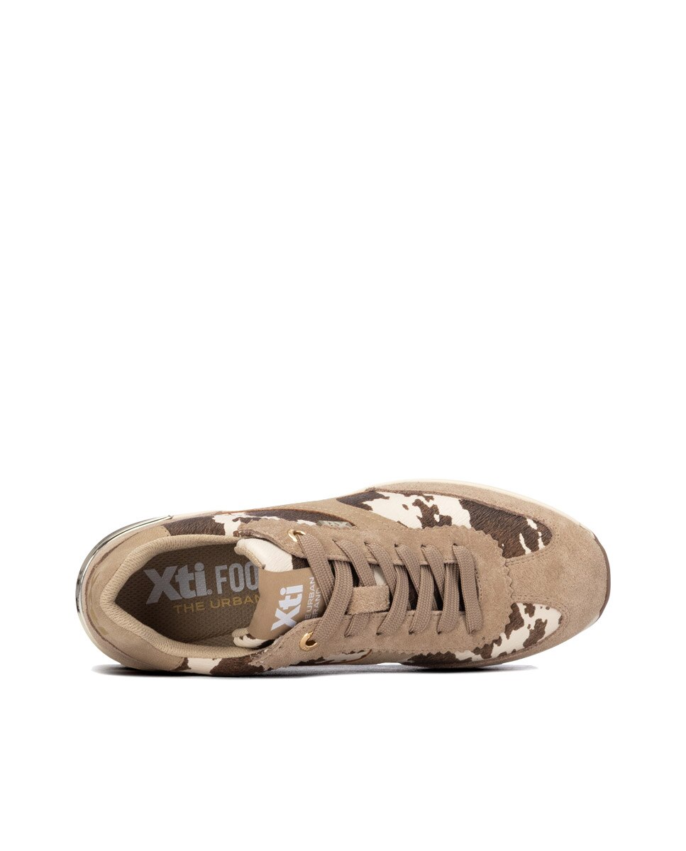 Zapatilla de mujer con cordones - Xti - Beige Beige-5