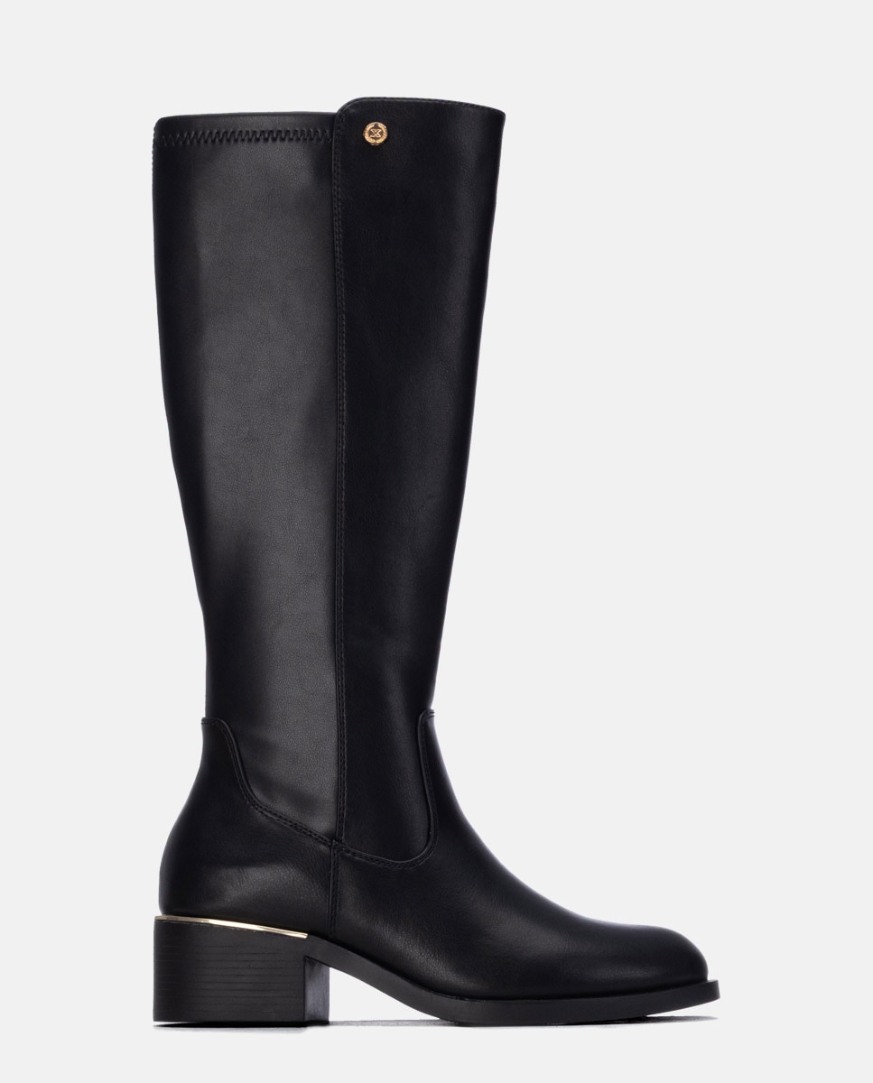 Bota alta de mujer con tacón ancho - Xti - Negro Negro-1