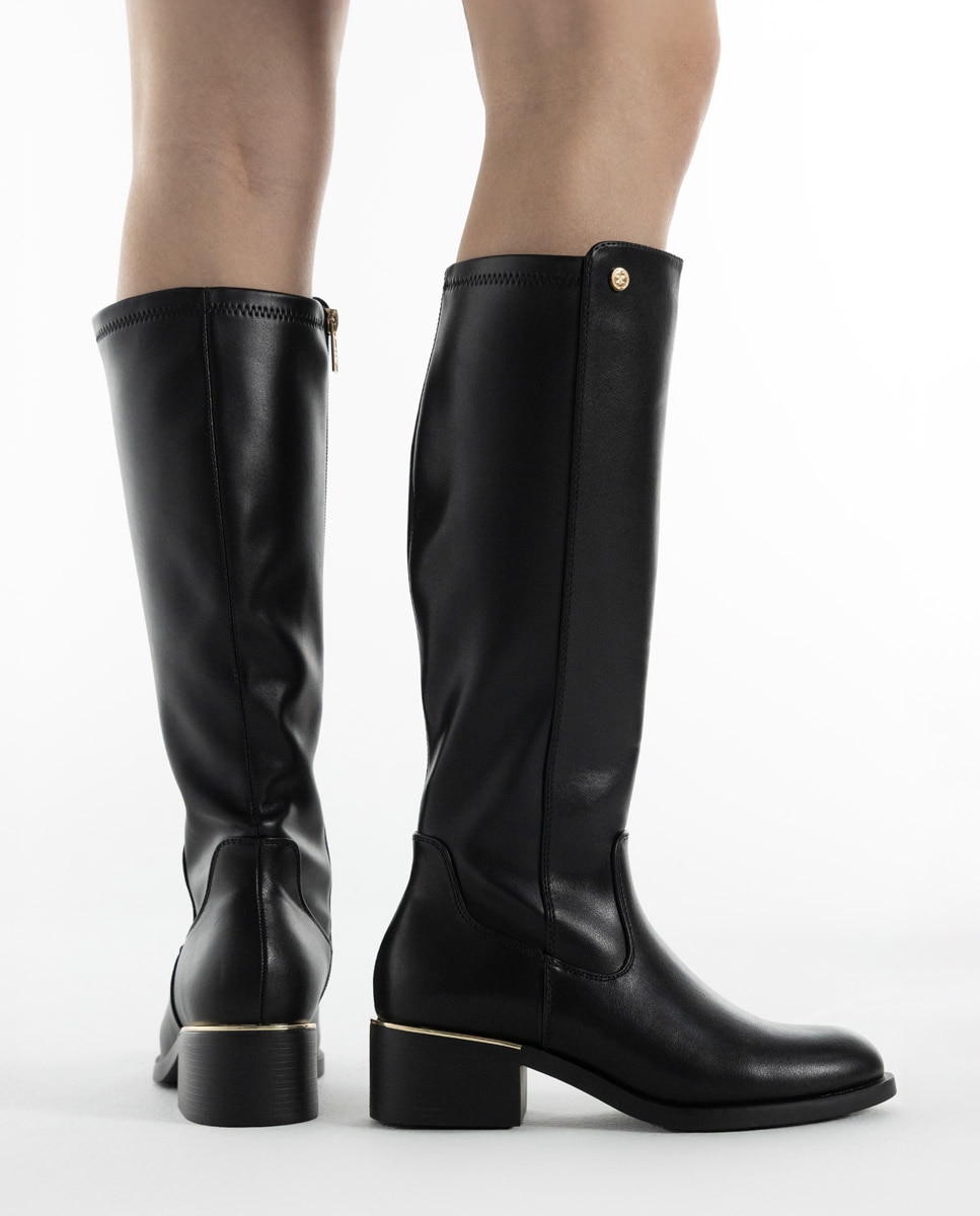 Bota alta de mujer con tacón ancho - Xti - Negro Negro-2