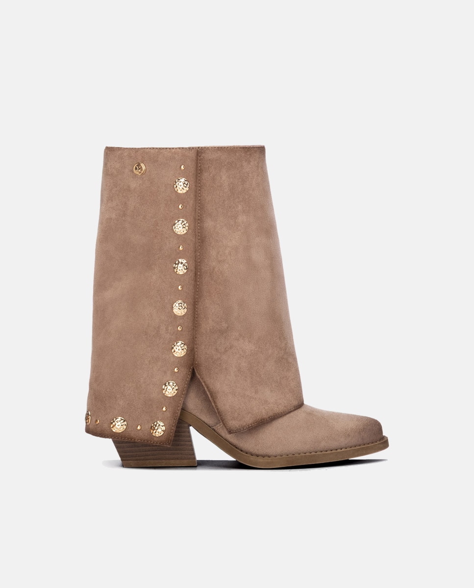 Bota de mujer cowboy con tachas - Xti - Beige Beige-1