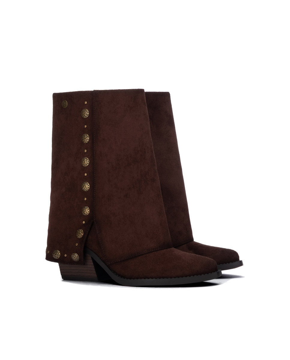 Bota de mujer cowboy con tachas - Xti - Marrón Marrón-4